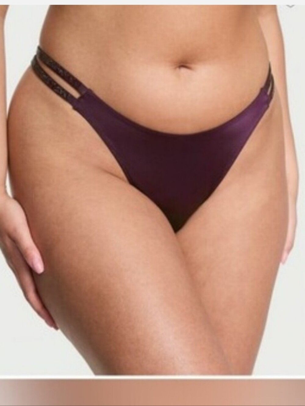 Victoria's secret very sexy double shine strap smooth thong panty WINTER WINE XS